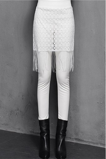 F8912-2 White leather leggings for women